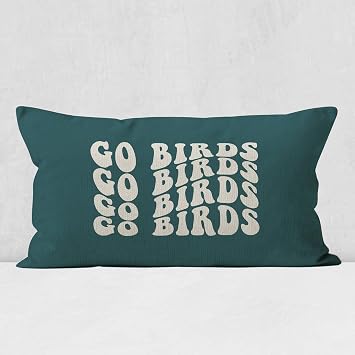 Mancheng-zi Groovy Go Birds Football Pillow Covers, 12x20, Football Fan Gifts, Pillows, Gift Light Green