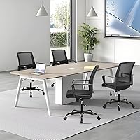 Vista 7 de CLATINA Silla de oficina, ergonómicas de respaldo medio, silla de computadora de malla rodante con soporte lumbar ejecutivo y diseño de altura Negro