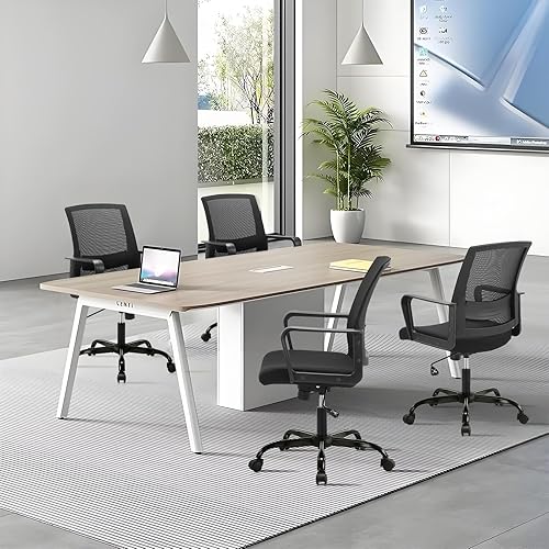 Miniatura 8 de CLATINA Silla de oficina, ergonómicas de respaldo medio, silla de computadora de malla rodante con soporte lumbar ejecutivo y diseño de altura