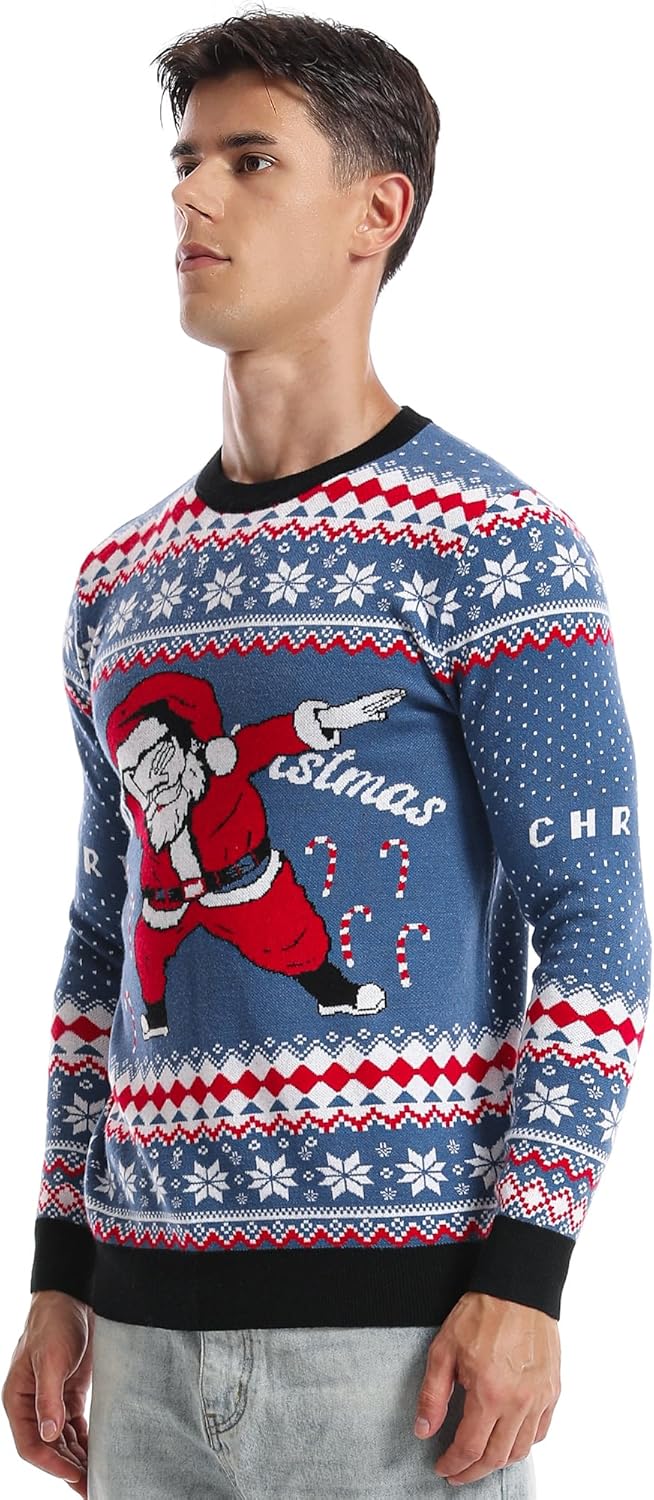 Runhit Ugly Christmas Sweater Men Unisex Crew Neck Knitted Ugly Christmas Sweater Women Funny Pullover for Holiday - Image 4