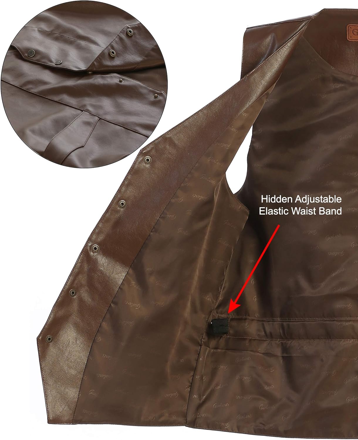 Gioberti Men's 5 Button Faux Leather Vest