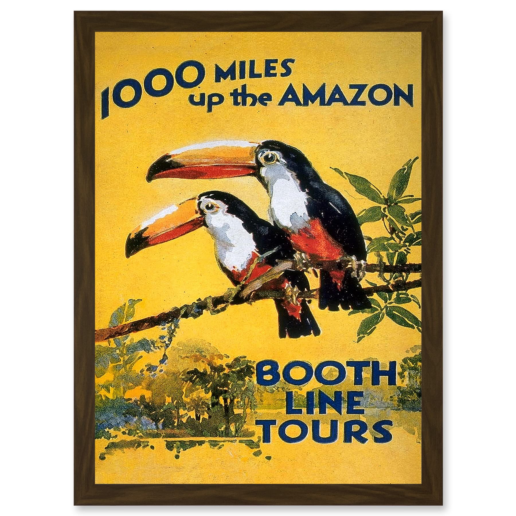 Wee Blue Coo Amazon Toucan River Brazil South America Jungle Rain Forest Vintage Travel Advert Artwork Framed Wall Art Print A4