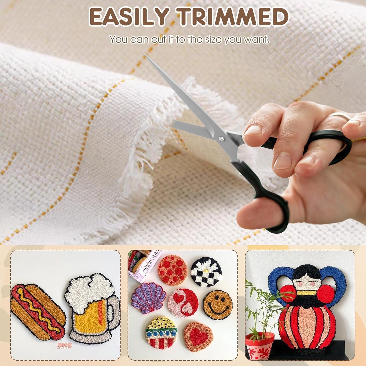 118"x85"Inch Large Premium Tufting Cloth with Marked Lines, Monks Cloth for Tufting Gun Rug Tufting, Rug Tufting Supplies Punch Needle Fabric for Art Hand Making DIY Craft Decoration