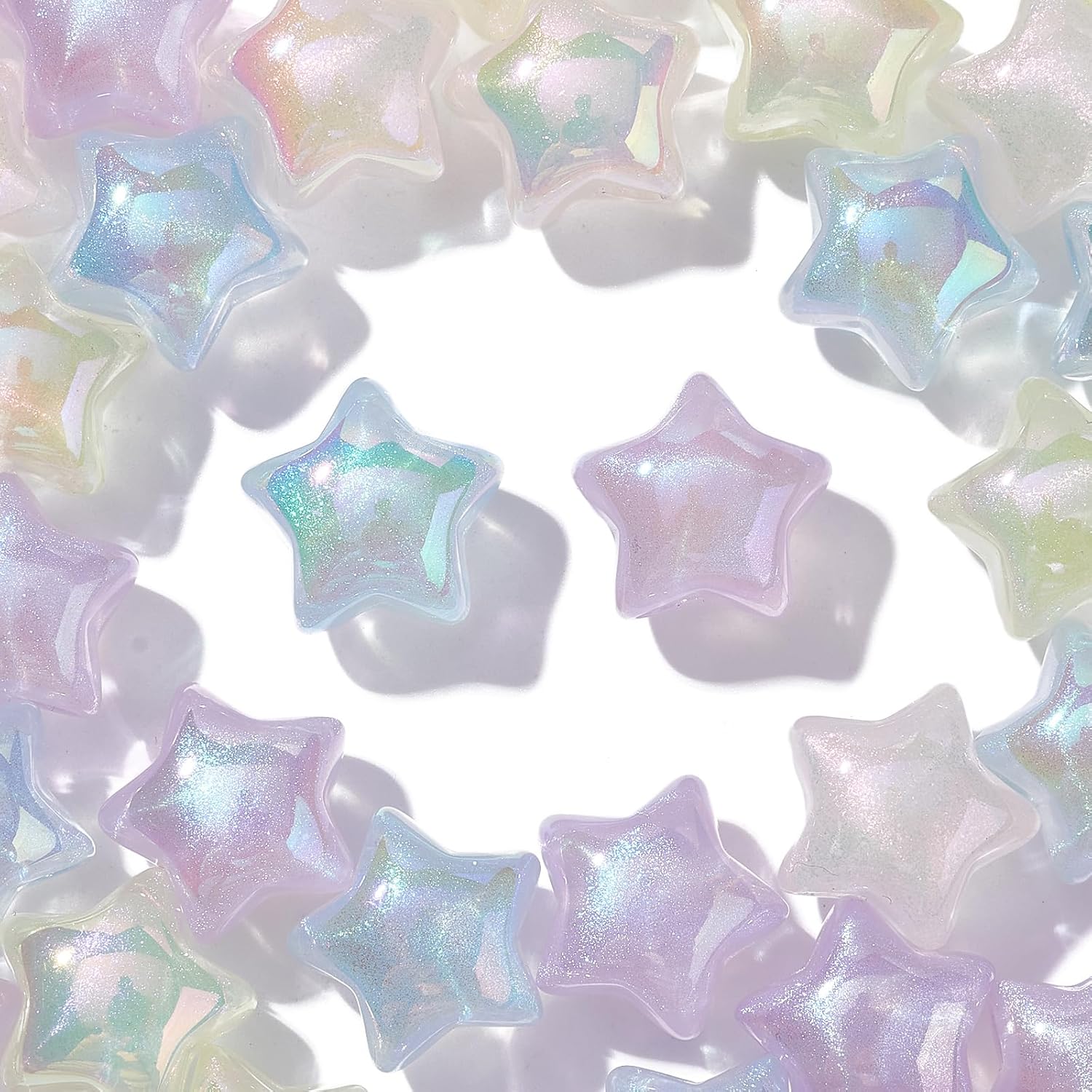 LiQunSweet 50 Pcs 4 Colors Transparent Star Acrylic Beads AB Color Plated Celestial Plastic Loose Spacer Beads for DIY Jewelry Bracelet Necklace Craft - Image 7