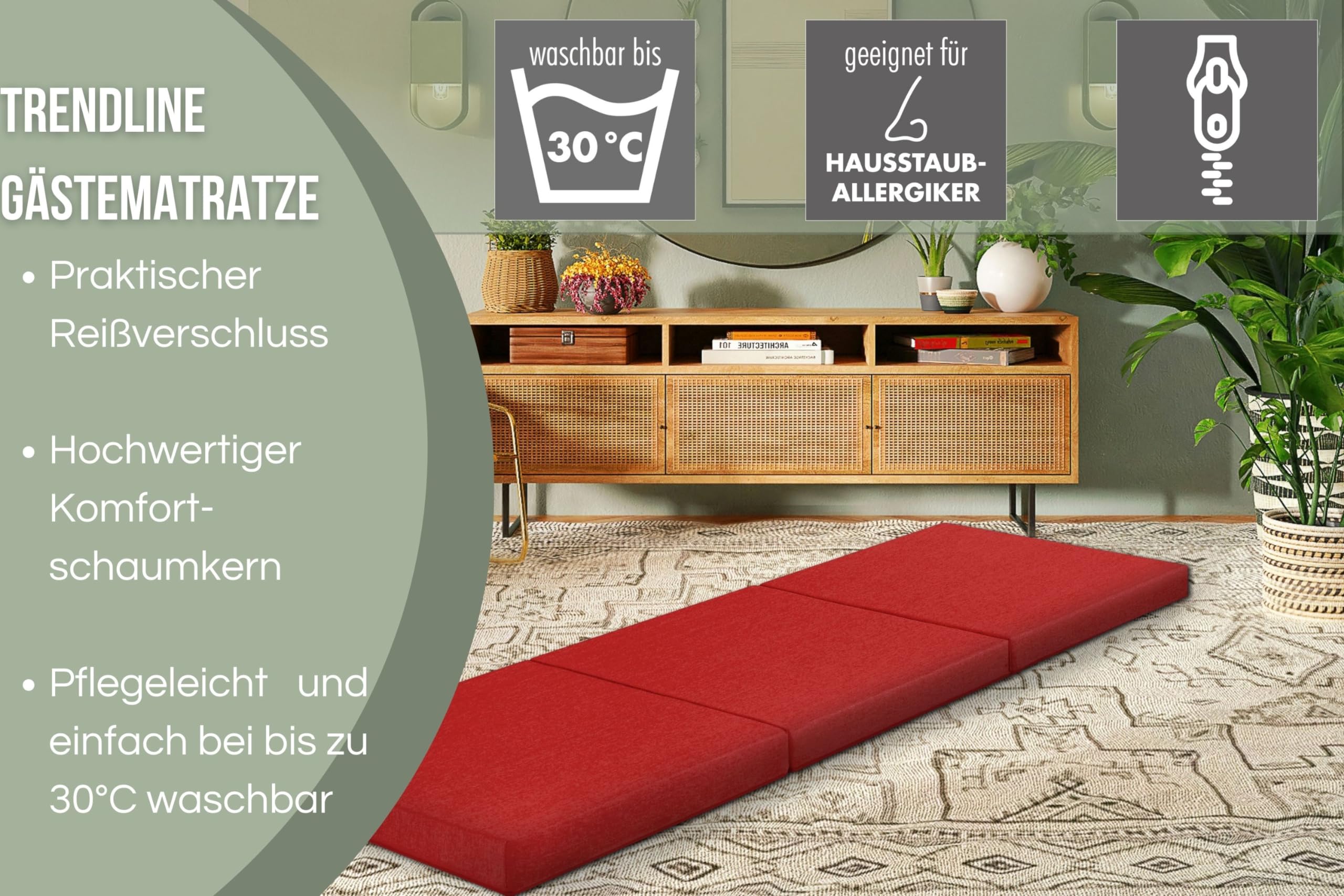 Badenia Trendline faltbare Gästematratze mit strapazierfähigem Microfaser Bezug – Bild 5