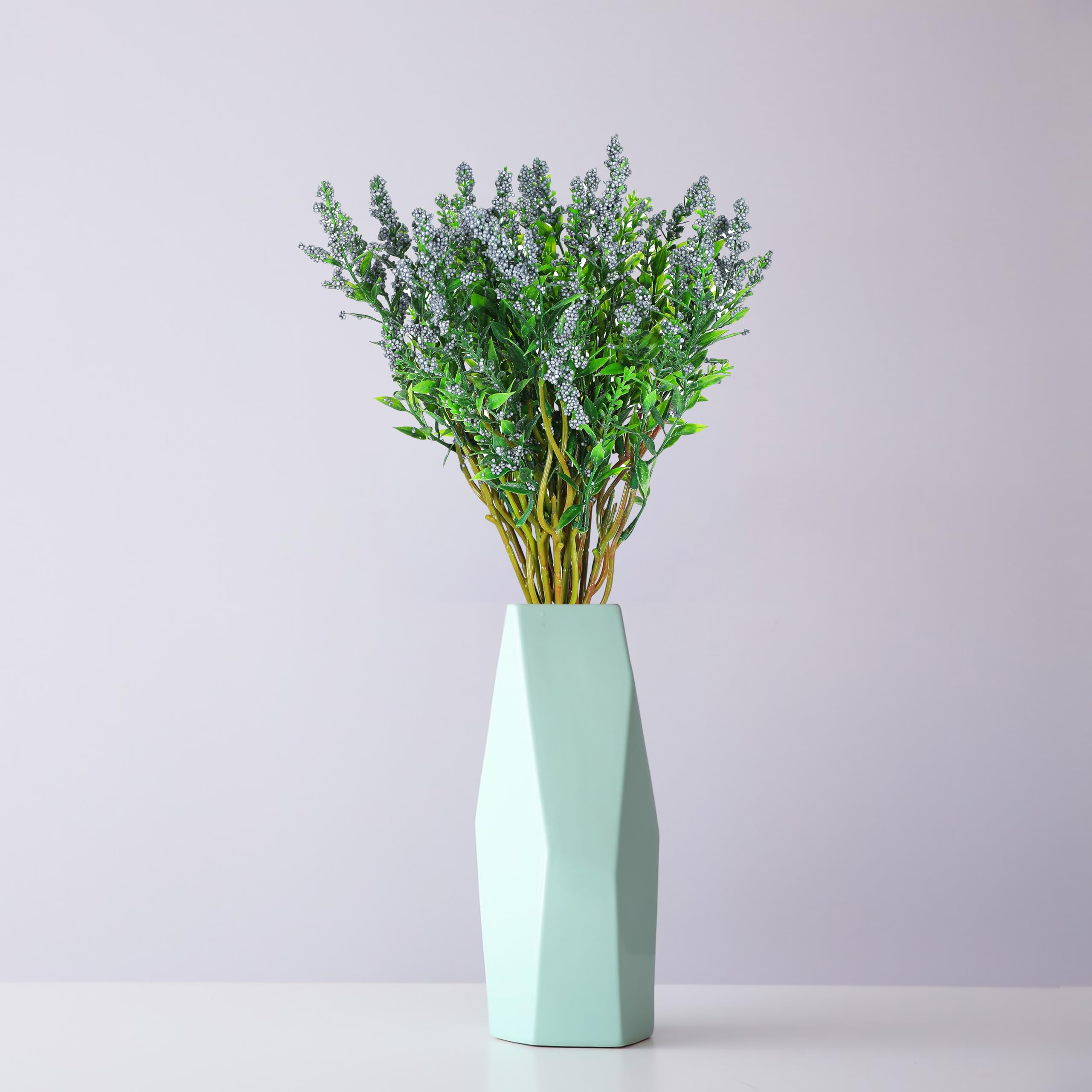 HOMEVERSE Fresh Lavender 12Pcs Lavender Fake Plant 14Inch Height Bouquet, Green Stems Bundled for Decorative Items for Diwali, Home, Room, Office, Bedroom, Anniversary, Deepawali (Blue)-image-35