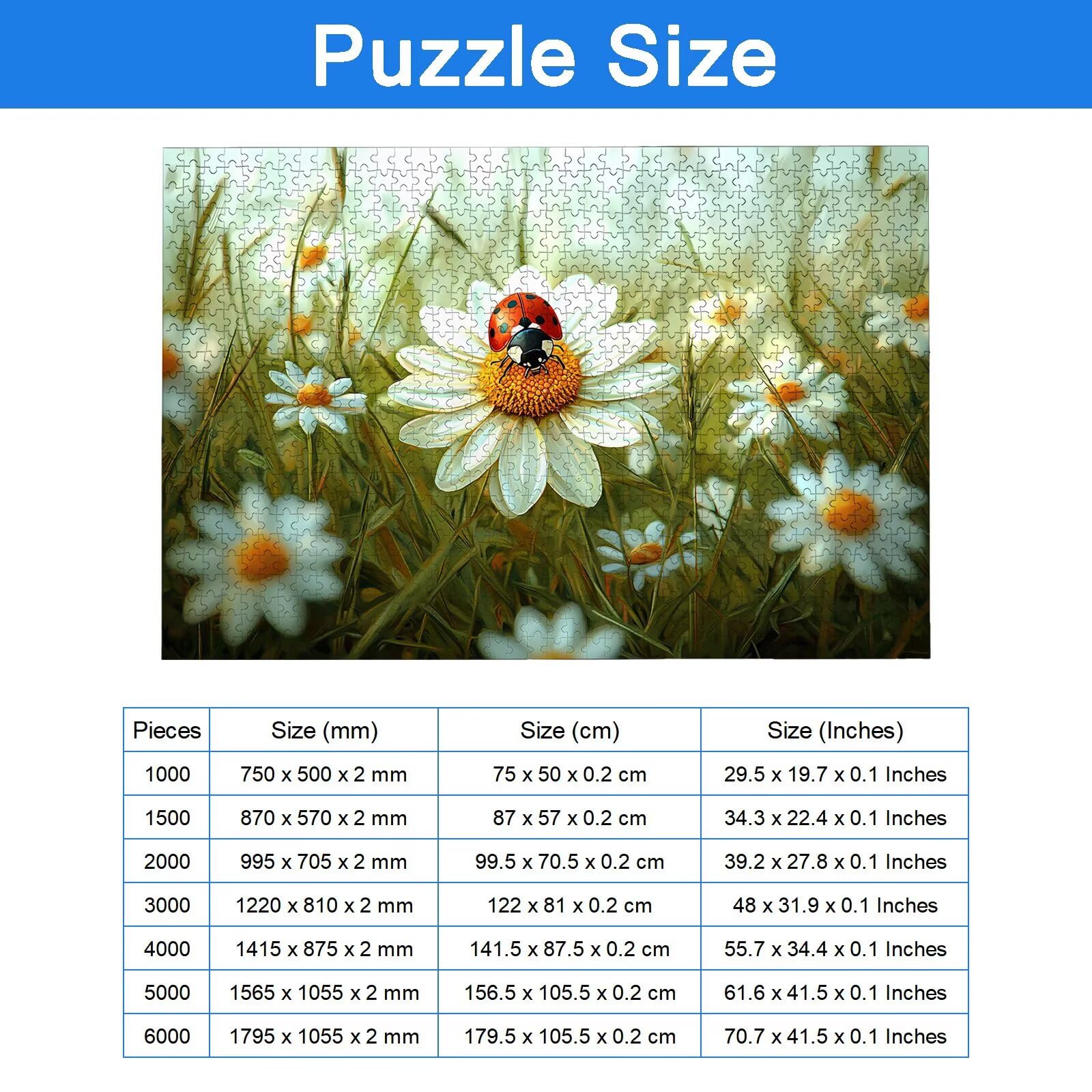 Puzzle 3000 Pièces Fleur, Puzzle 3000 Pièces Adultes et Enfants, Puzzles Bois avec Une Boîte d'emballage Exquise, Jeu Éducatif Puzzles Coccinelle, Decoration Maison, Cadeau Femme, Cadeau Homme, -8433