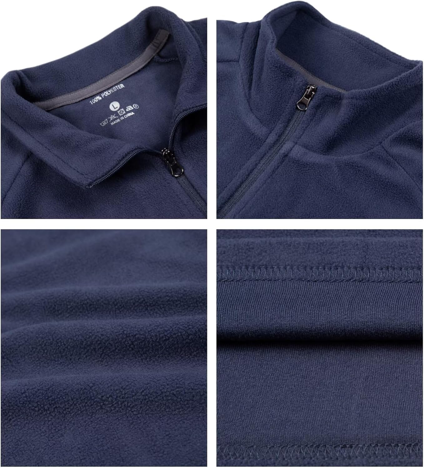 Mens Quarter Zip Pullover Fleece, Outdoor Half Zipper Jacket 1/4 Zipped Thermal Sweatshirt Regular Fitted - Image 3