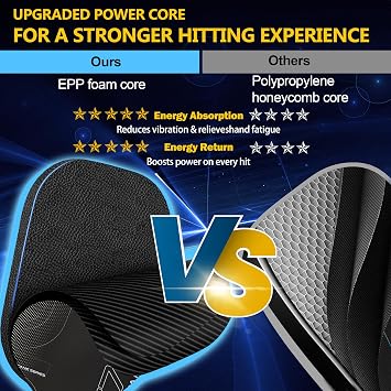 Pickleball Paddle with T700 Raw Carbon Fiber, 16mm Upgraded EPP Foam Core, Torque-Boost Weighting System & Elasticity Enhancement Design