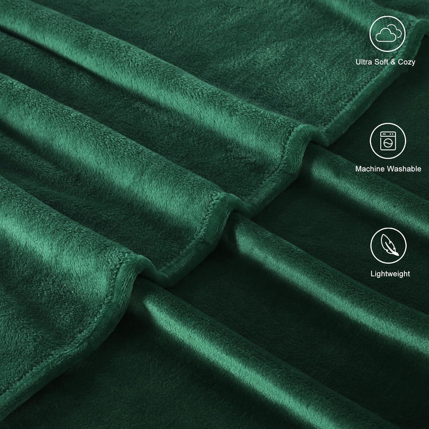 TASTHROW DarkGreen Throw Blanket 50x60 Inches, Soft Plush Cozy Fleece Flannel Throw Blanket, Lightweight Warm Throws for Bed, Couch, Bedroom and Living Room, All Seasons - Image 3