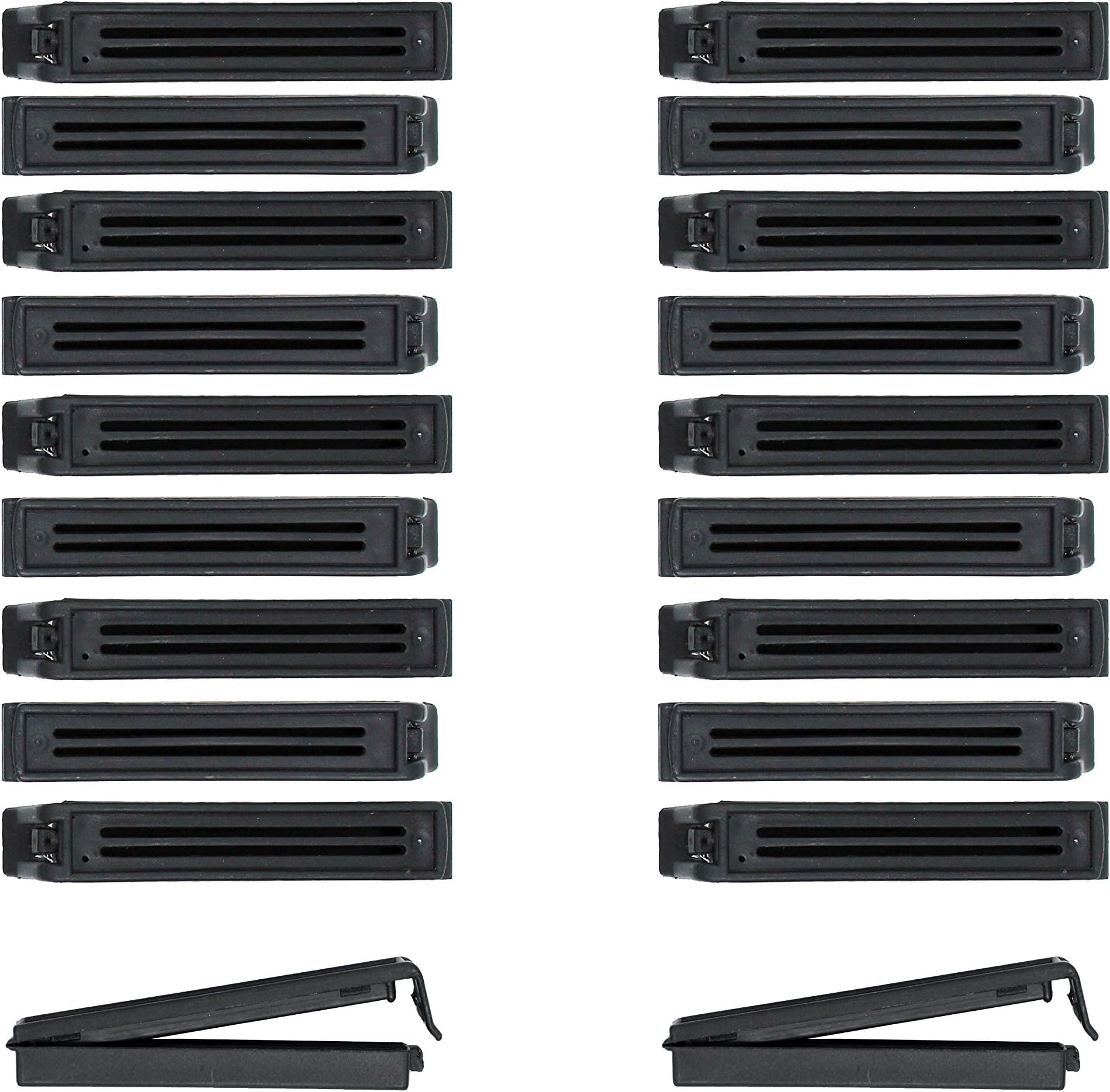 Heavy Duty Food Bag Clips | Airtight Vacuum Seal Pouch Clamps | Multipurpose Kitchen & Home Sealer | Set of 20 Medium | Black