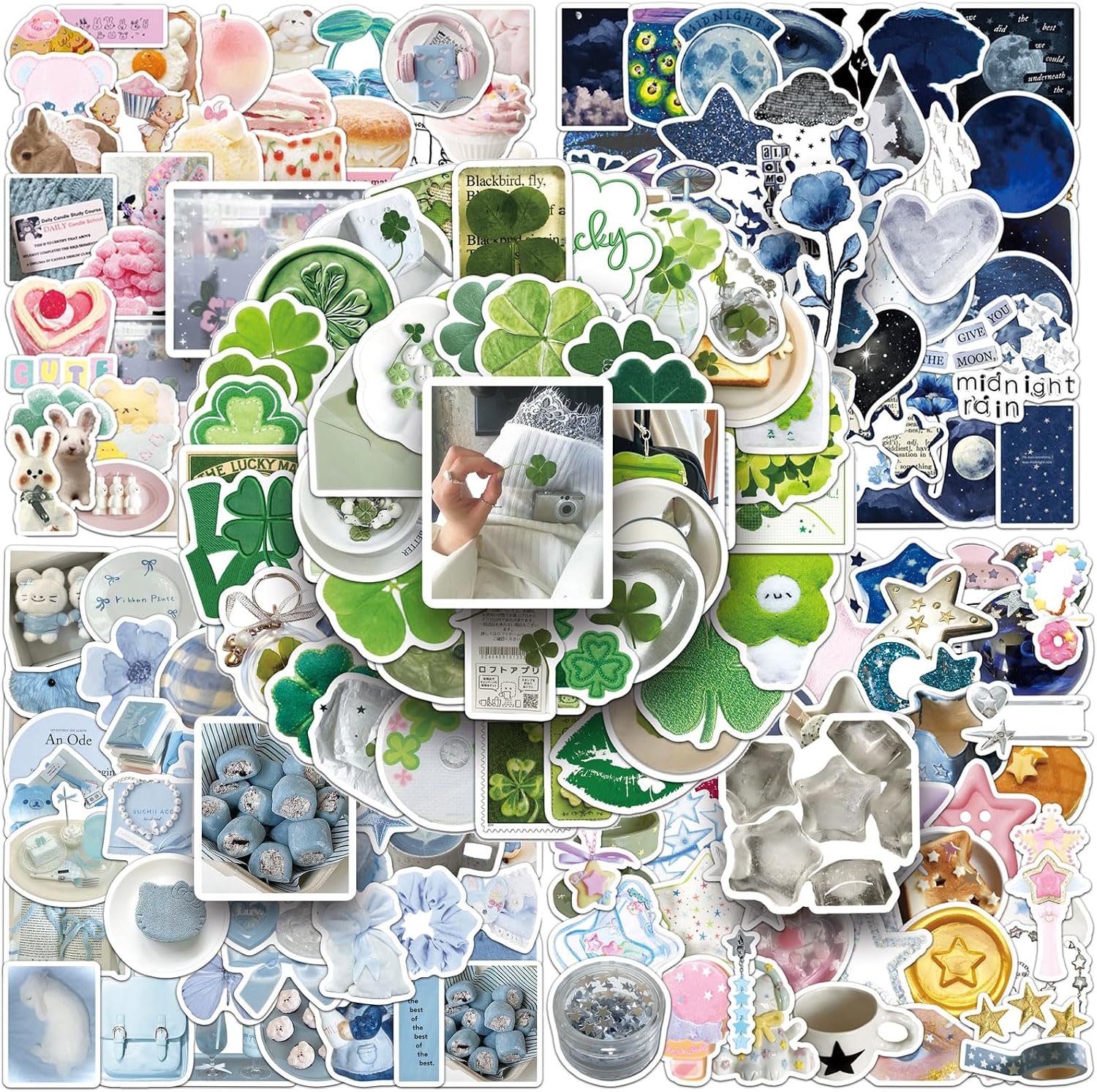 300Pcs Fashion Ins Aesthetic Stickers Pack Cute Clean Girl Sticker Star Decal Waterproof Vinyl Decals for Laptop Book Readers Water Bottles Journal Scrapbook