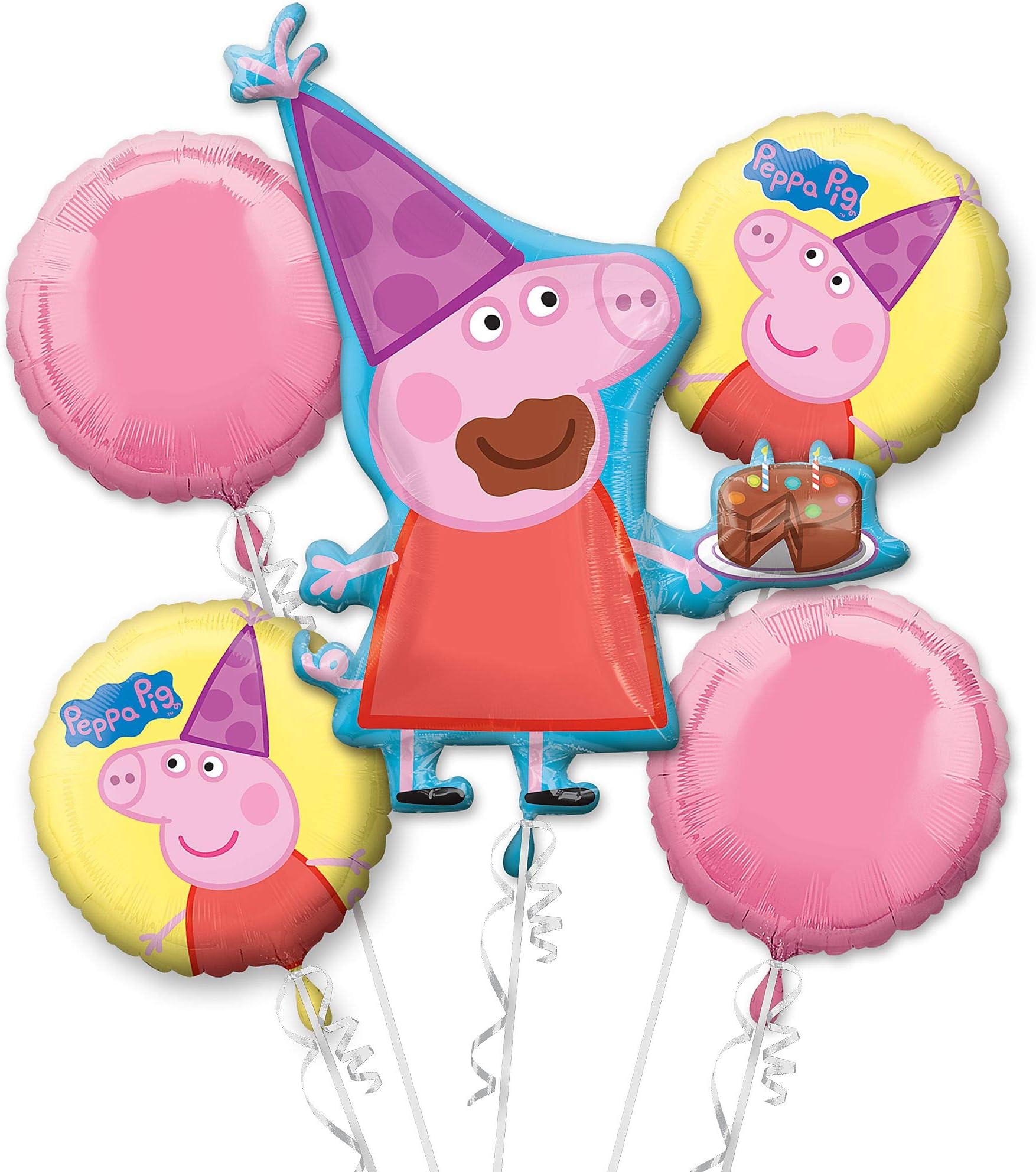 Peppa Pig Balloon Birthday Party Favor Supplies 5ct Foil Balloon Bouquet