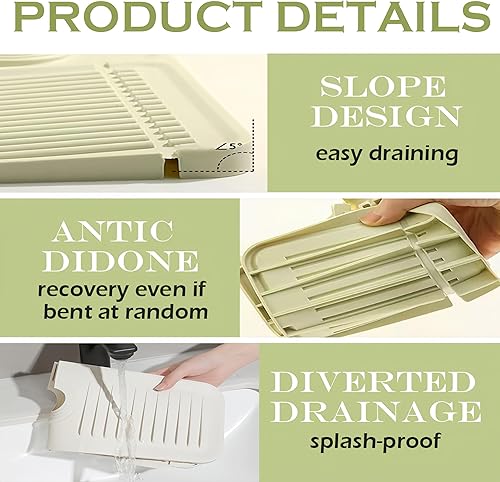 Miniatura 4 de Tapete para grifo para fregadero de cocina, tapete de drenaje de silicona 2026, protector de fregadero de piedra de secado rápido mejorado para