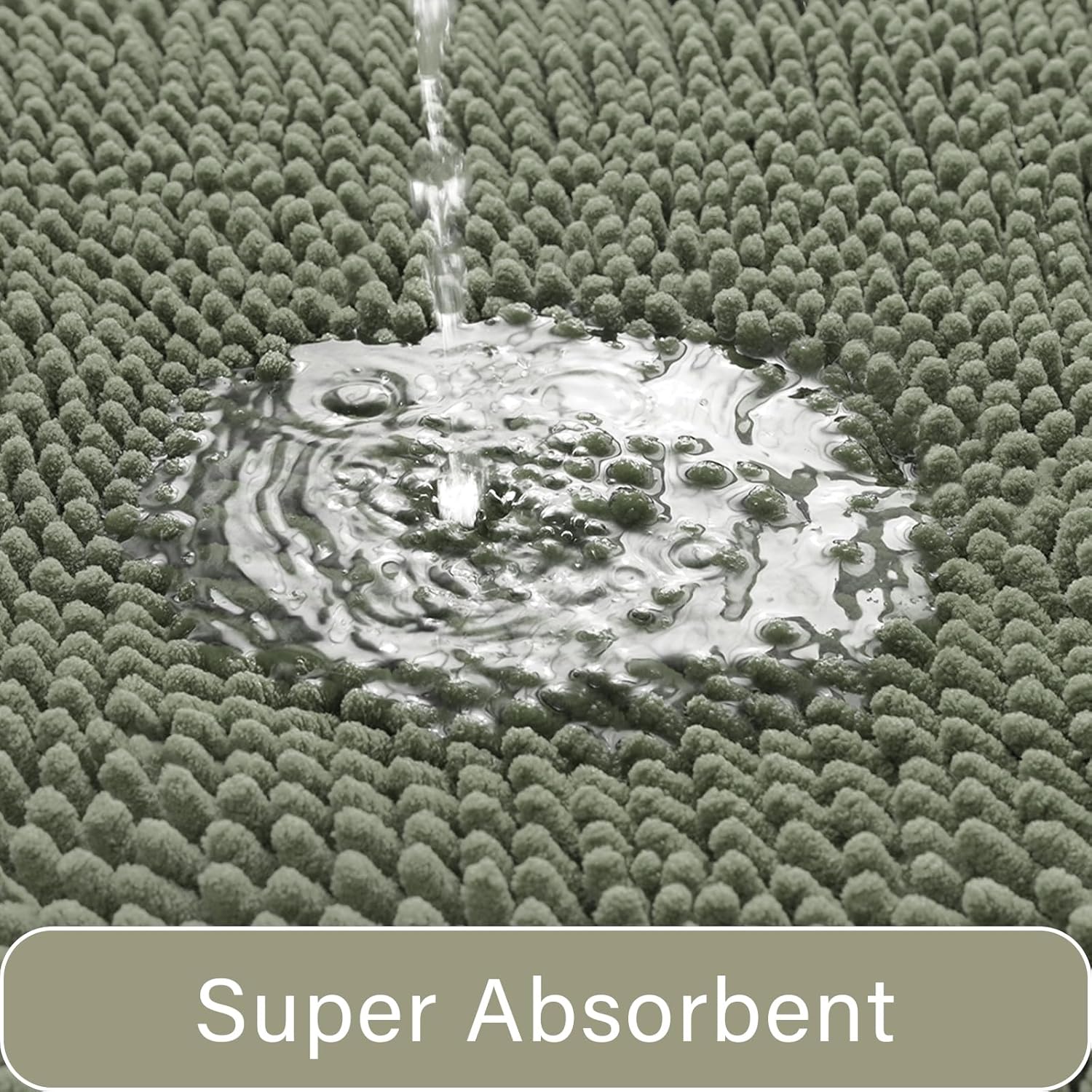 LOCHAS Bathroom Rugs Sets 2 Piece, Soft Non Slip Bath Mat Set, 20''x20'' U-Shaped Toilet Rug and 34''x21'' Sage Green Bath Rugs, Washable Absorbent Chenille Toilet Rug Set for Bathroom, Shower