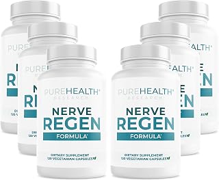 PUREHEALTH RESEARCH Nerve Regen Formula - Nerve Renew for Numbness, Tingling and Burning with R Alpha Lipoic Acid, Benfotiamine 300mg & Passion Flower Extract - Ala Nerve Support Supplement, 6 Bottles