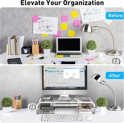 Miniatura 7 de Soporte elevador de acrílico para monitor de computadora con almacenamiento, soporte de monitor de escritorio de PC transparente de tamaño más