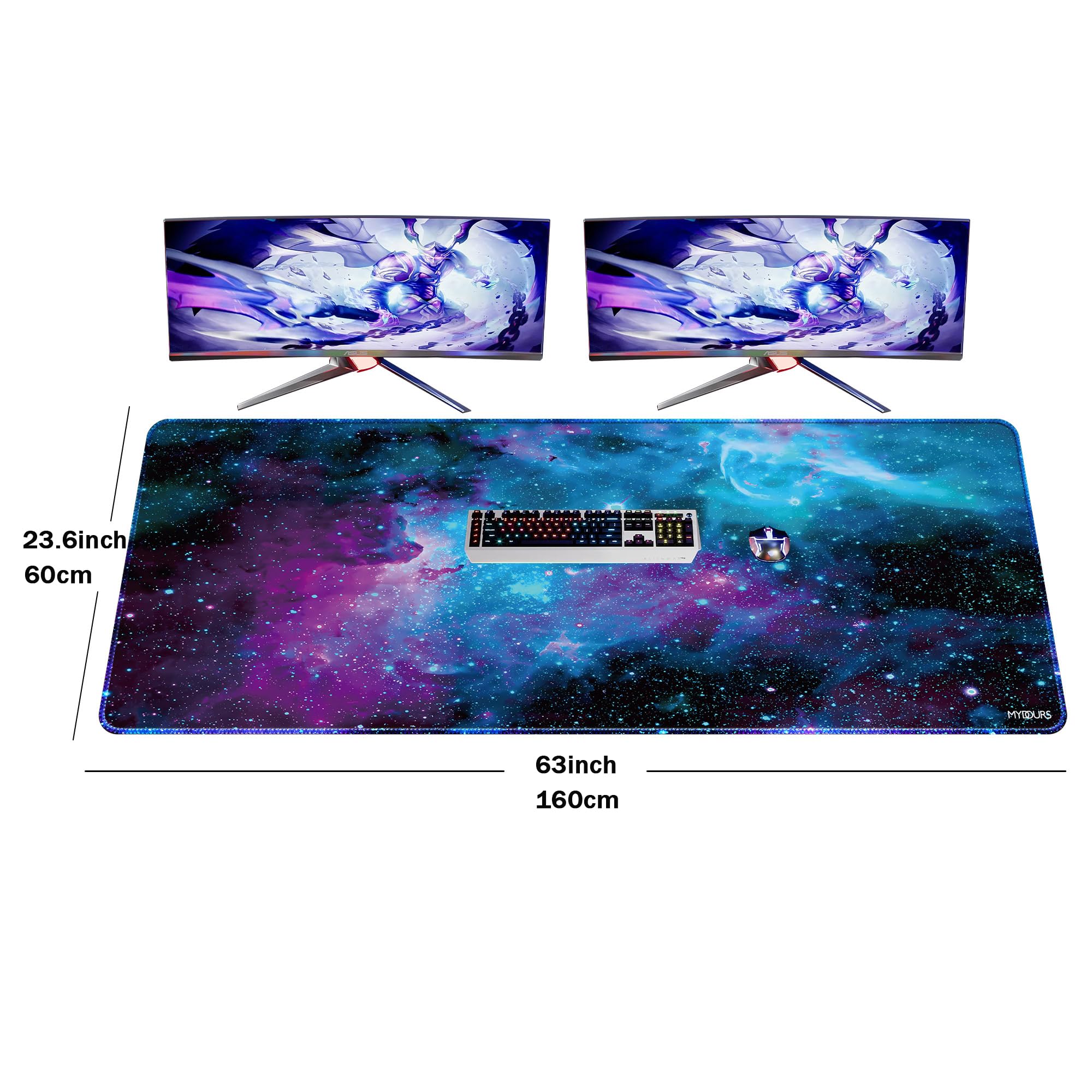 Mydours Podkładka pod mysz XXL 1600 x 600 mm, podkładka pod mysz do gier, pełna antypoślizgowa gumowa podkładka na biurko i tkaniny, podkładka na biurko do biura i domu (uniwersalna)