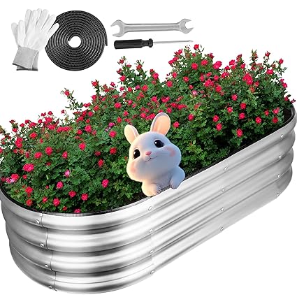 Loyala Galvanized Raised Garden Bed, Galvanized Planter Box Outdoor, Rot-Resistant Metal Garden Bed Planter for Vegetables Flower 6?3?1ft (1pcs) Silver