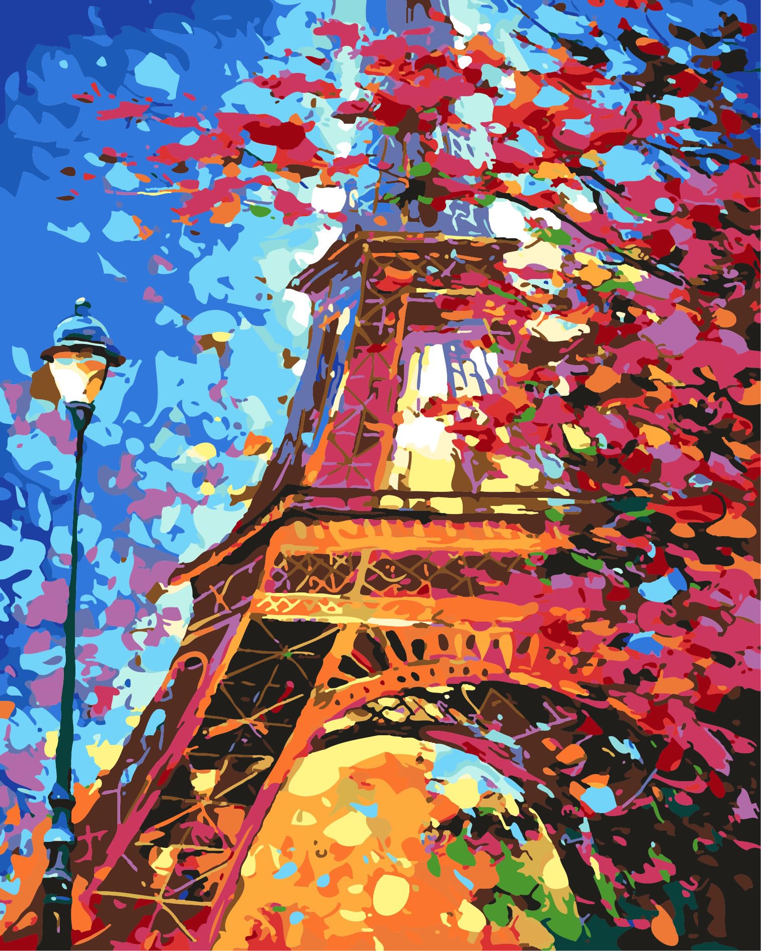 CNPandaDIY Paint by Number Kits for Adult Beginner,Acrylic Watercolor Painting Canvas,16x20 Inch Drawing with Brushes Winter Home Decor Christmas Gifts (Without Frame) (Eiffel Tower), Onesize