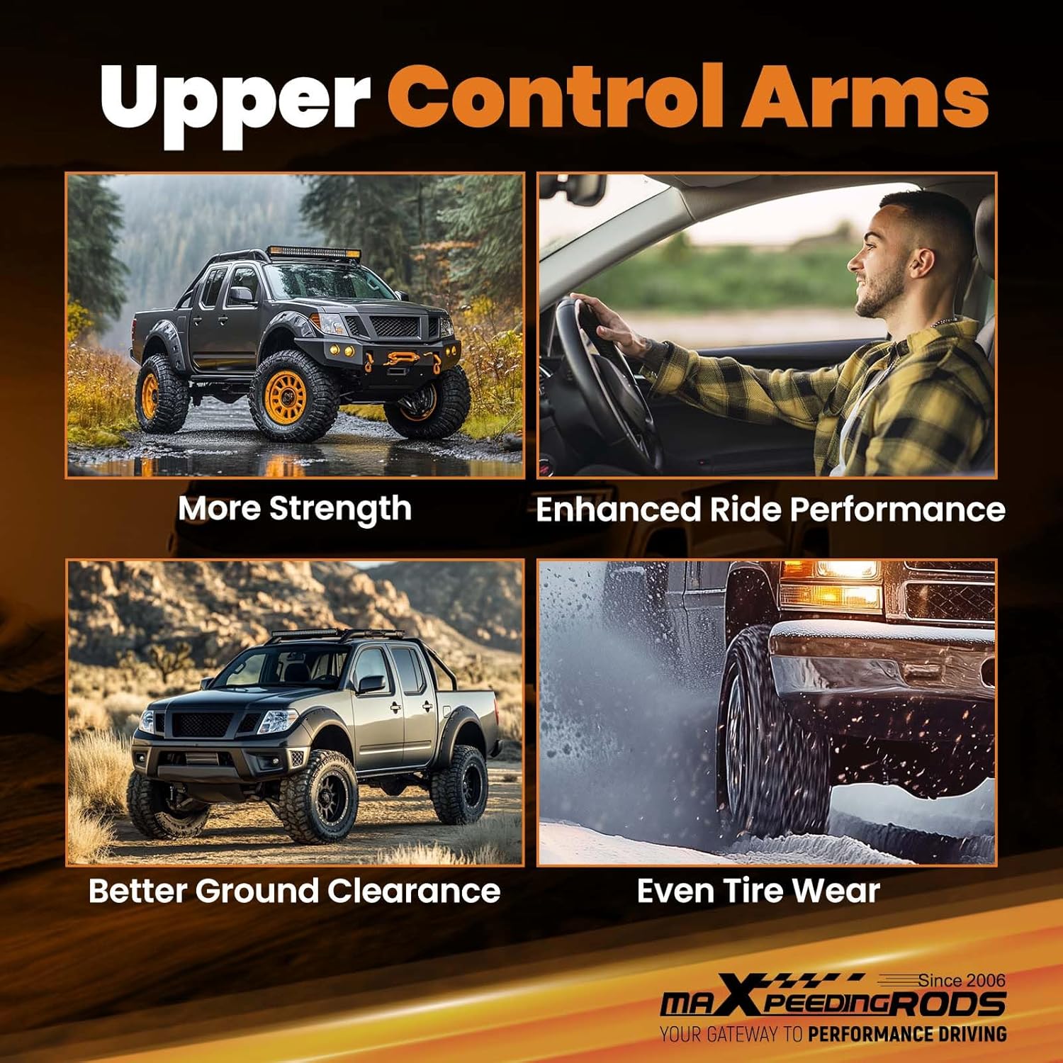 maXpeedingrods 1-3” Lift Upper Control Arm for Nissan Frontier/Pathfinder/Xterra 2005-2016, Front A Arm, Poly Bushing w/Zerk Fitting