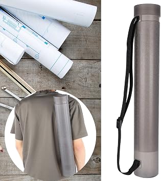 Circular Drawing Tube, Poster Tube, Moisture-Proof Matte Texture Waterproof Adjustable for Travel Posters Maps(Dark Gray)