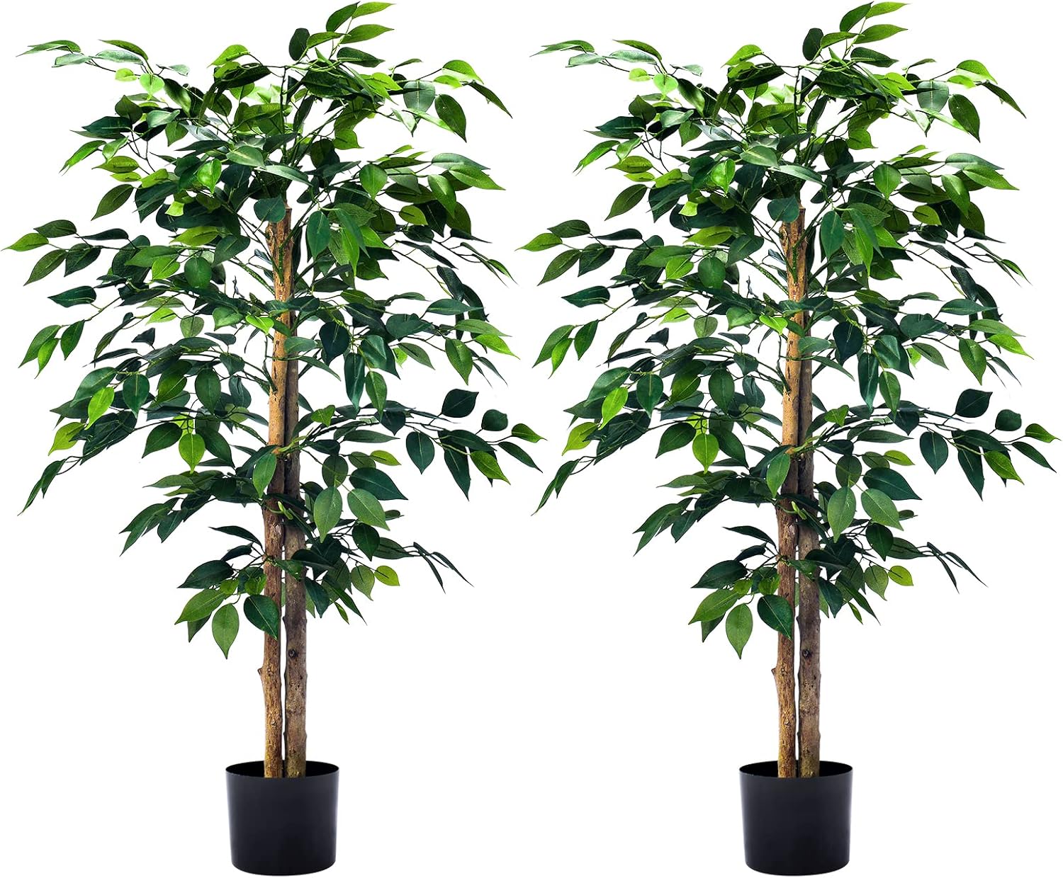 HAIHONG 2Packs 4FT Artificial Ficus Trees with Realistic