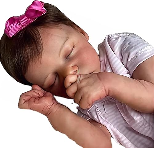 Miniatura 7 de Muñeca de bebé realista de silicona, con ojos cerrados, durmiendo, realista, muñeca Reborn Girl  18.5 in 18 pulgadas hecha a mano de vinilo de