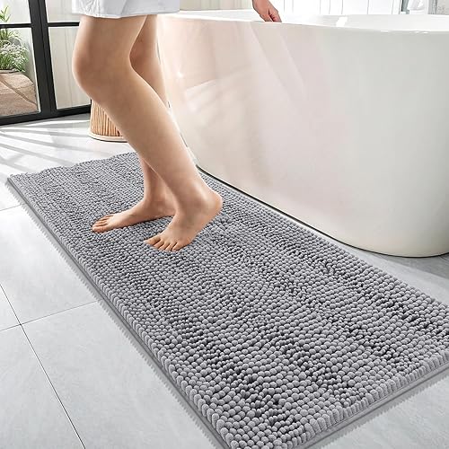 Miniatura 125 de OLANLY Tapetes de baño gruesos de felpilla a rayas de 30 x 20 pulgadas, extra suaves, absorbentes, con parte trasera de goma, se pueden lavar