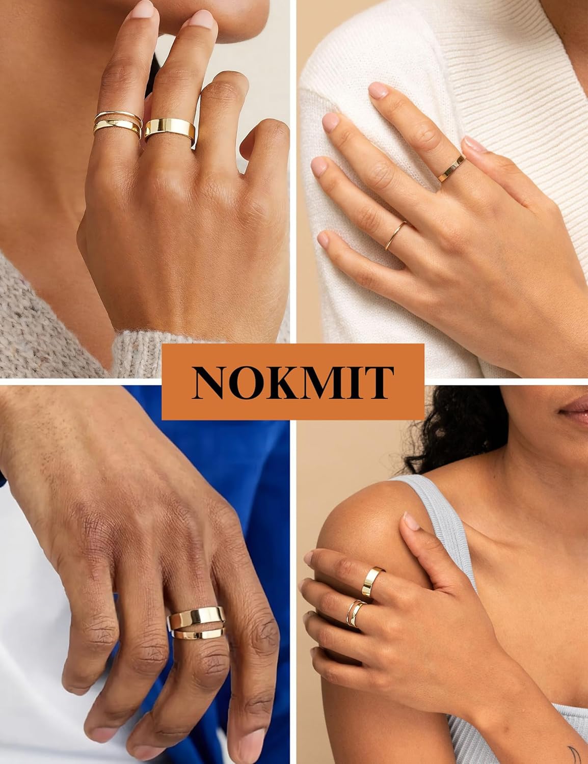 NOKMIT 1mm 3mm 5mm 14K Gold Filled Rings Set for Women Girls Dainty Cute Stacking Stackable Thumb Pinky Bands Non Tarnish Comfort Fit Size 5 to 10 - Image 3