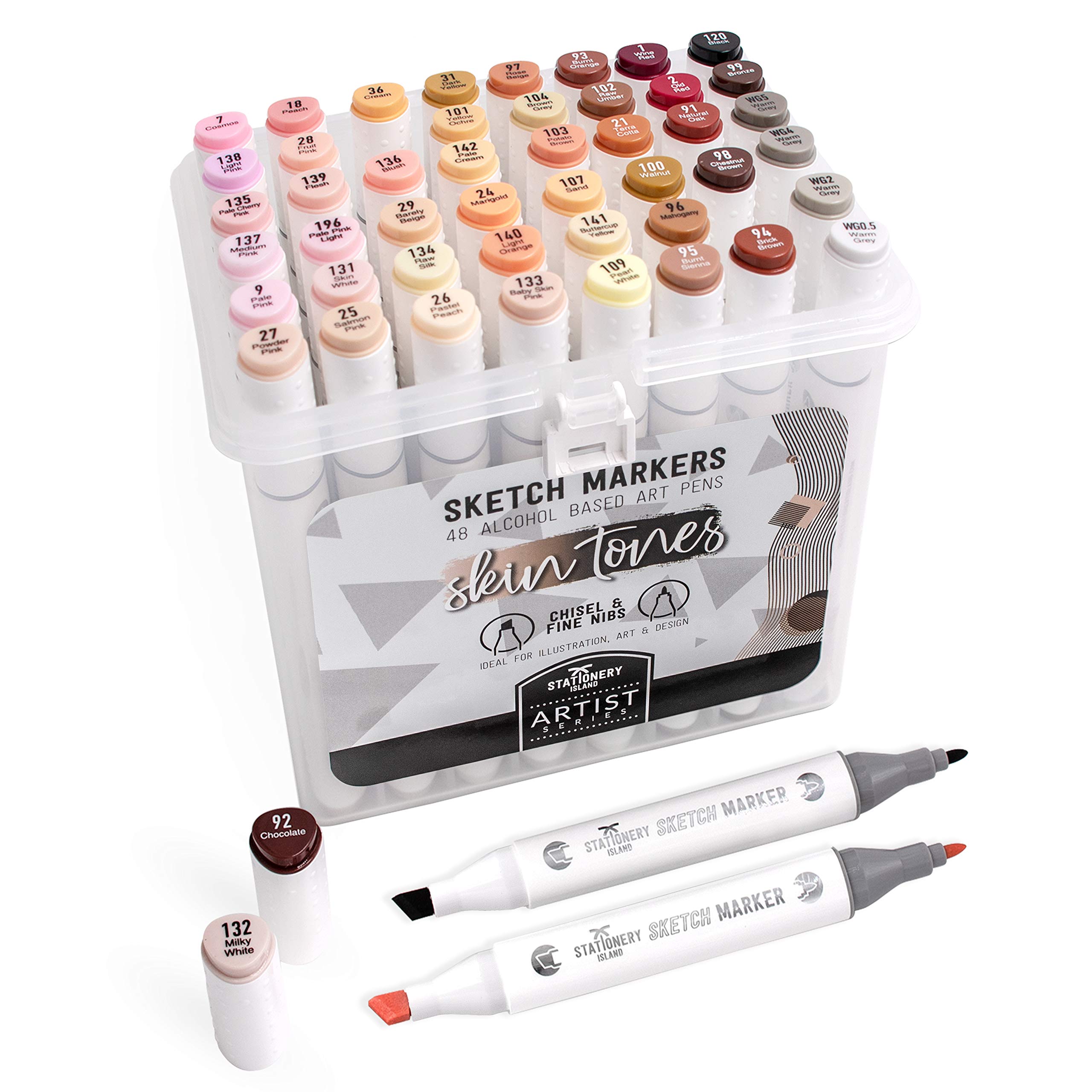 Buy Stationery Island Alcohol Markers Set of 48 Skin Tone Art Marker