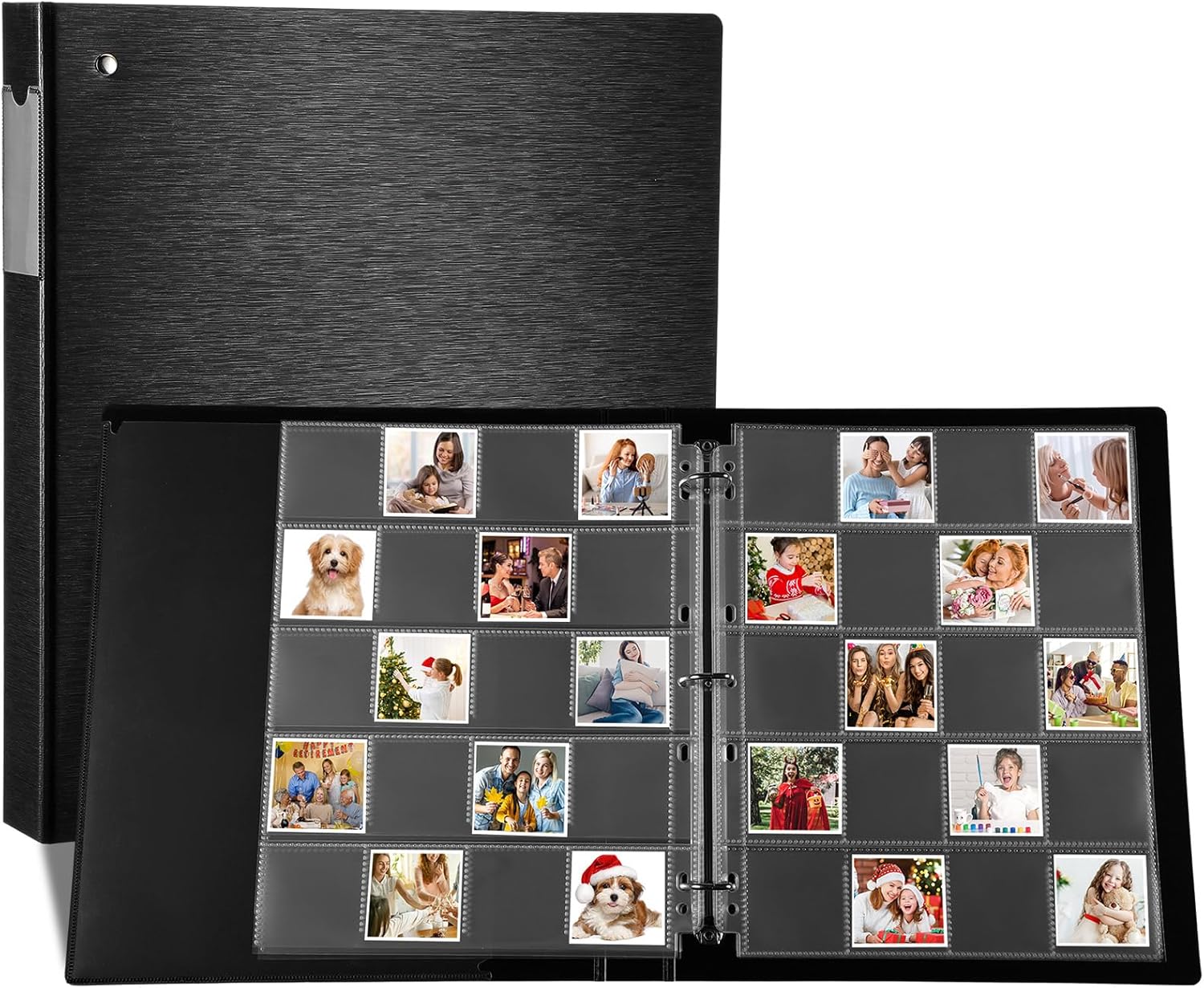 Protective Photo Slide Storage Box Set - 50 Pages Acid Free Protector 3 Ring Pocket Binder With Plastic Sleeves - Holds 20 35mm Slides Each Page - Presentation Book for Organizing