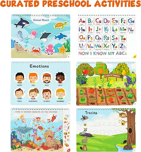 Miniatura 4 de BenBen Libro ocupado para niños pequeños, 30 páginas, premontado, actividades de aprendizaje preescolar, juguetes Montessori para edades de 3 años