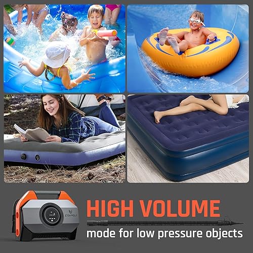 Miniatura 8 de ETENWOLF VORTEX S6 - Inflador de neumáticos, compresor de aire portátil para vehículos pesados, bomba de aire inalámbrica para automóvil e inflables