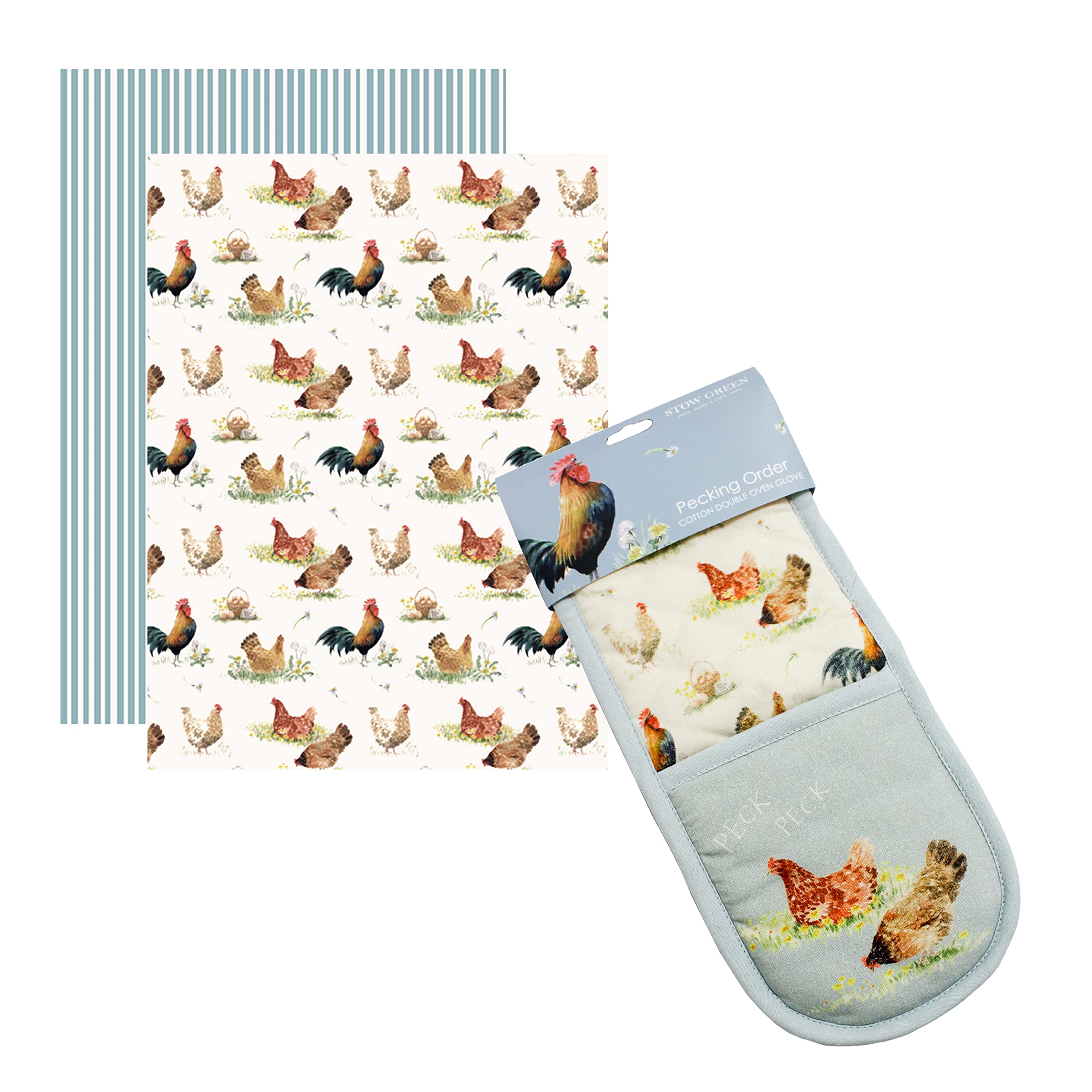 Auntie Morags Eddingtons Pecking Order - Tea Towels & Double Glove Set