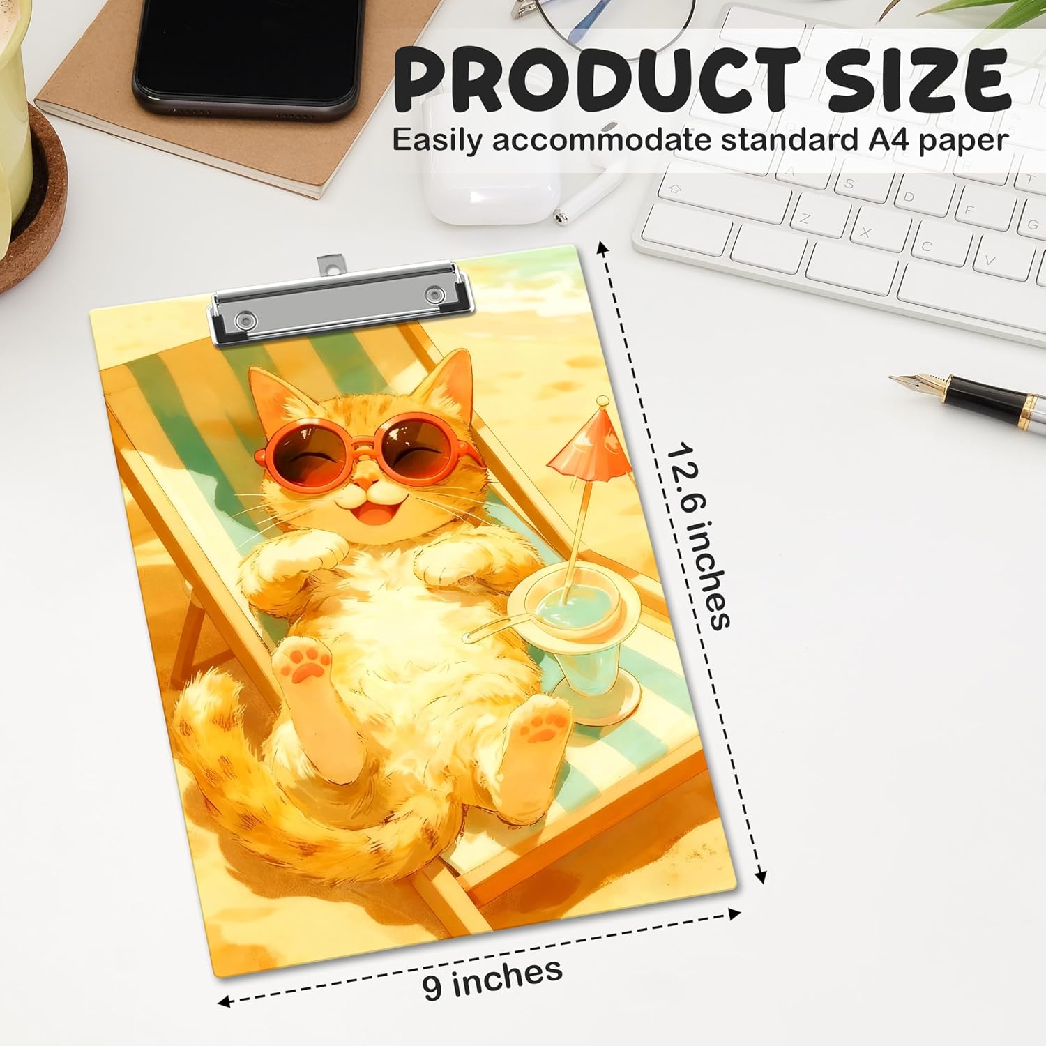 Cat Clipboard, Cute Clipboards with Low Profile Clip for Office School Use, Cats Lover Gifts Wooden Clip Boards for Nurses Teachers Students - C02 image 2