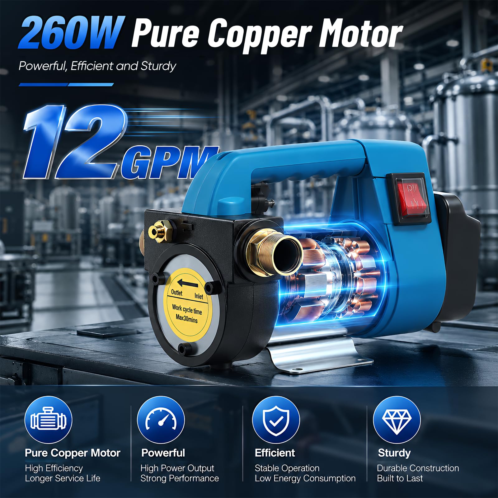 Bomba eléctrica inalámbrica diésel 45L/min compatible con Makita 18 V, bomba de aceite autocebante para diésel/queroseno, bomba de aceite portátil