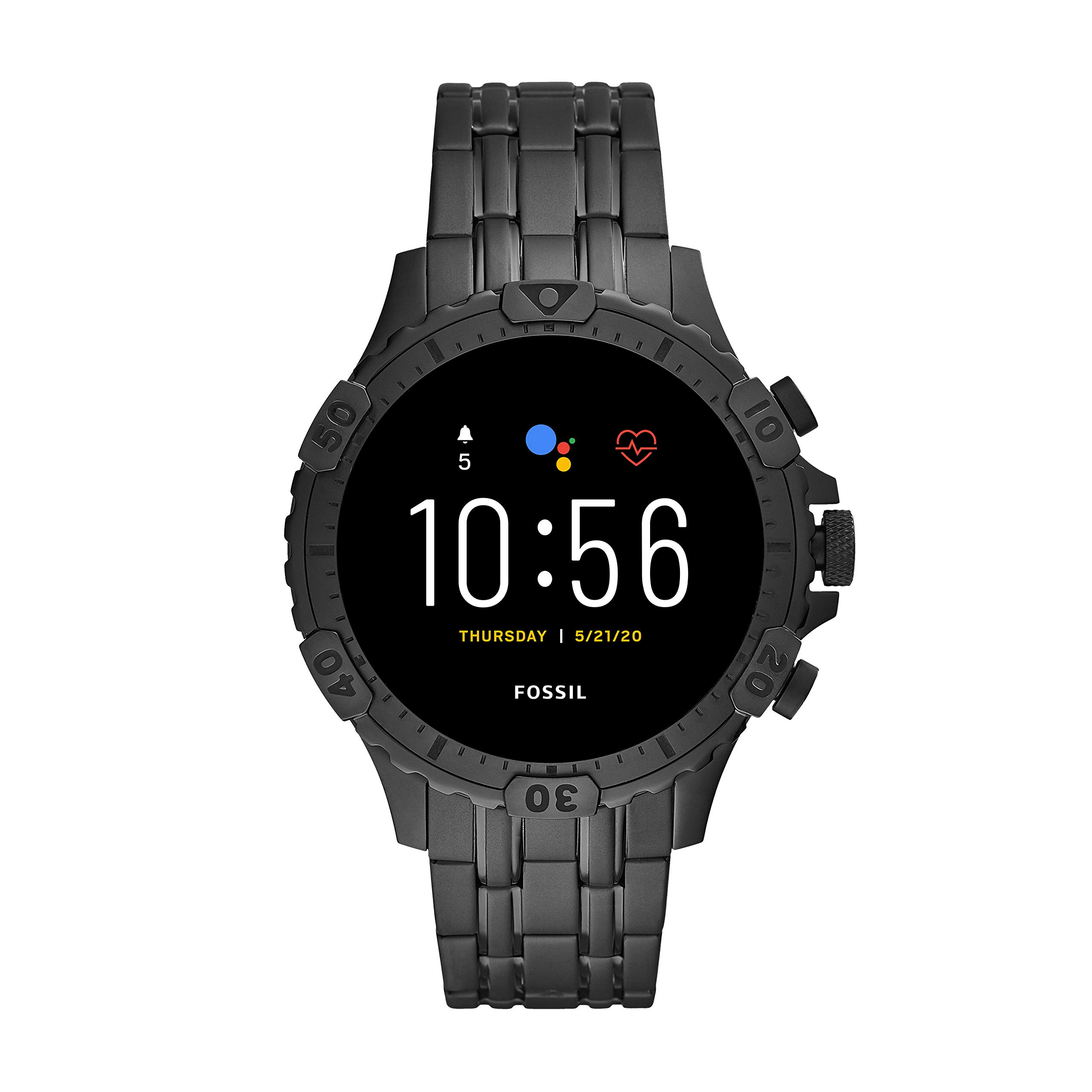 Fossil Gen 5 Garrett Stainless Steel Touchscreen Smartwatch with Speaker, Heart Rate, GPS, NFC, and Smartphone Notifications