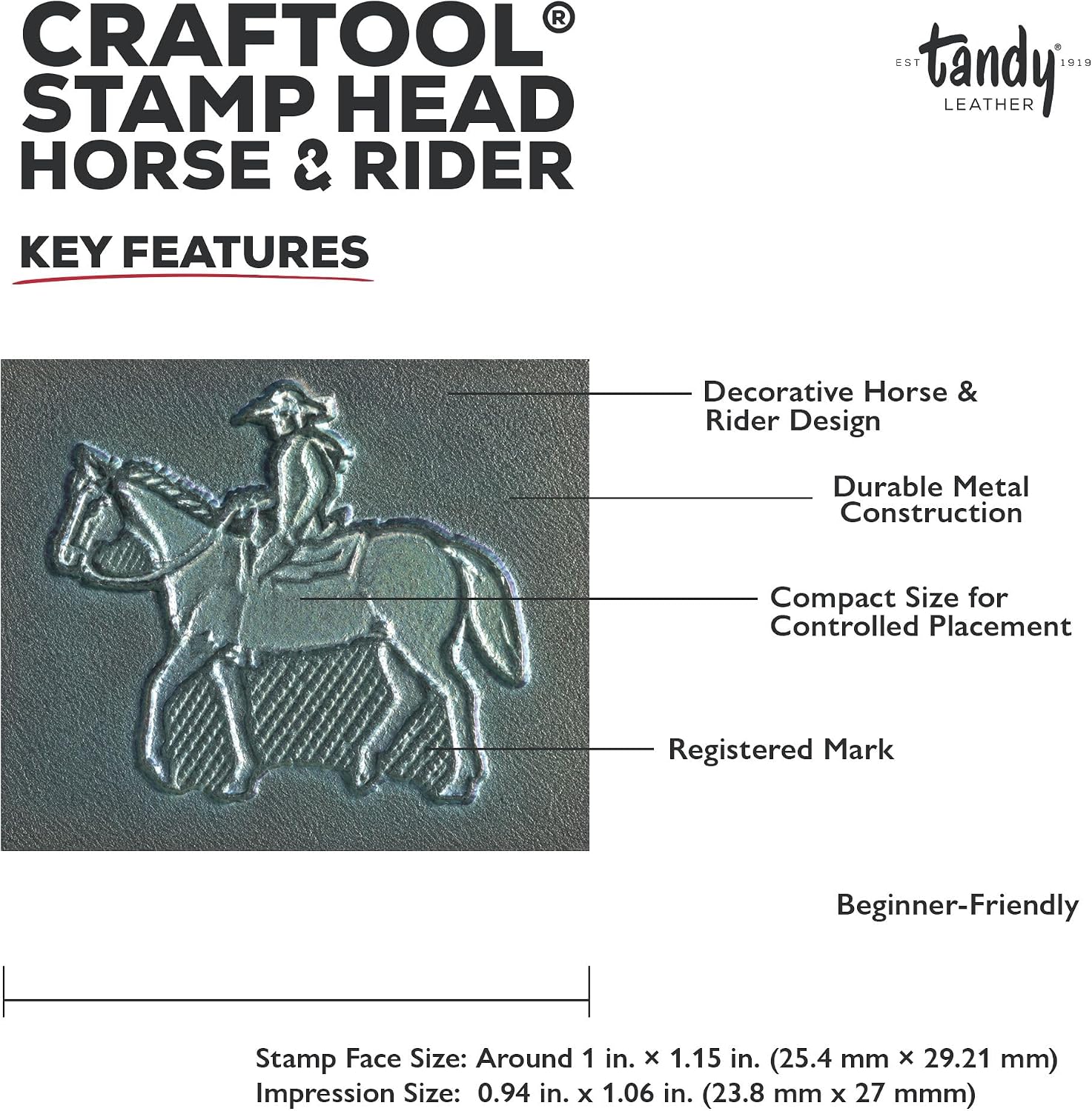 Tandy Leather Craftool 3-D Stamp Head Horse and Rider - Precision Crafted image 4