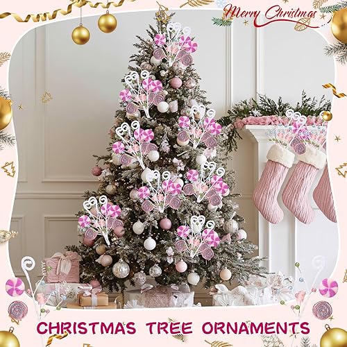 Miniatura 5 de 8 piezas de dulces para árbol de Navidad de 15.75 pulgadas, decoración de bastón de caramelo, paleta, malvavisco, decoraciones de Navidad para