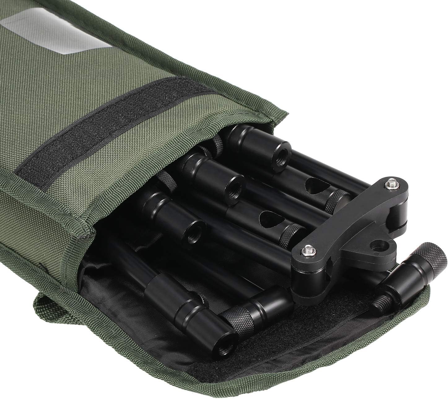 Fishing Pod Stand, Detachable Fishing Rod Stand Buzz Bar Pole Rest Head Folding Retractable Fishing Rod Holder with Carry Bag