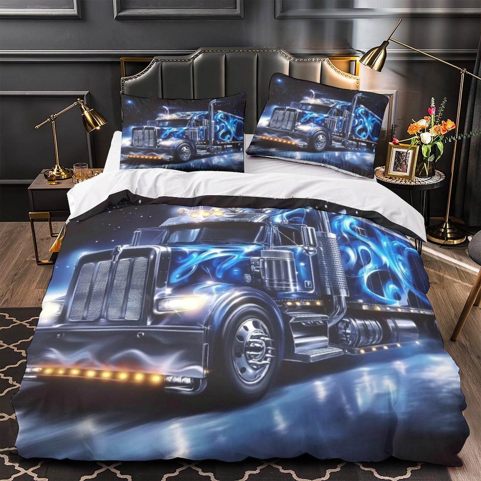 Housse de couette camion 140x200 pour décorer une chambre d'enfant moderne et ludique
