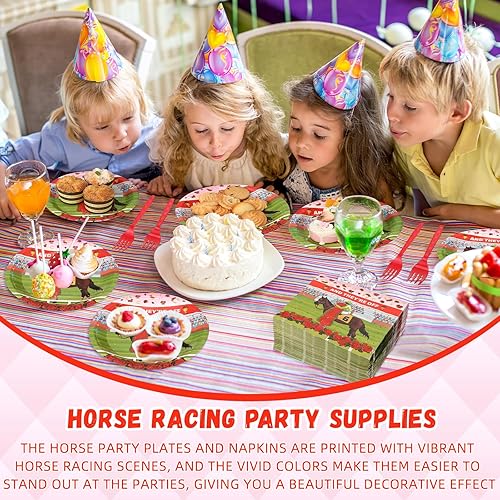 Miniatura 6 de Roshtia 192 piezas de suministros de fiesta Derby para decoración de fiesta de carreras de caballos, juego de vajilla para fiesta del día del Derby,
