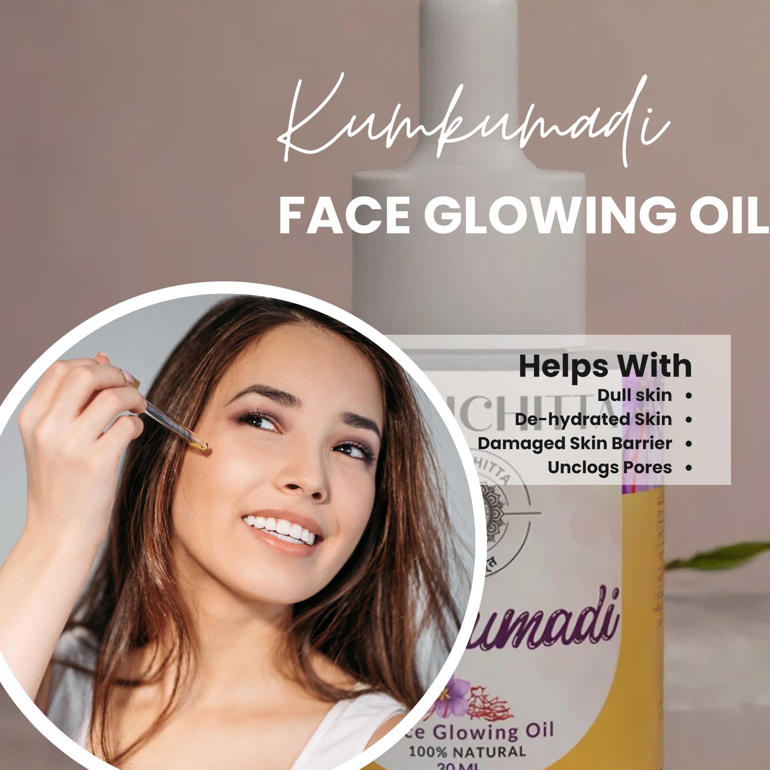 Bodhichitta Kumkumadi Oil β Ayurvedic Facial Oil for Radiant Skin Glow, Even Tone & Natural Skin Rejuvenation 60ml 3