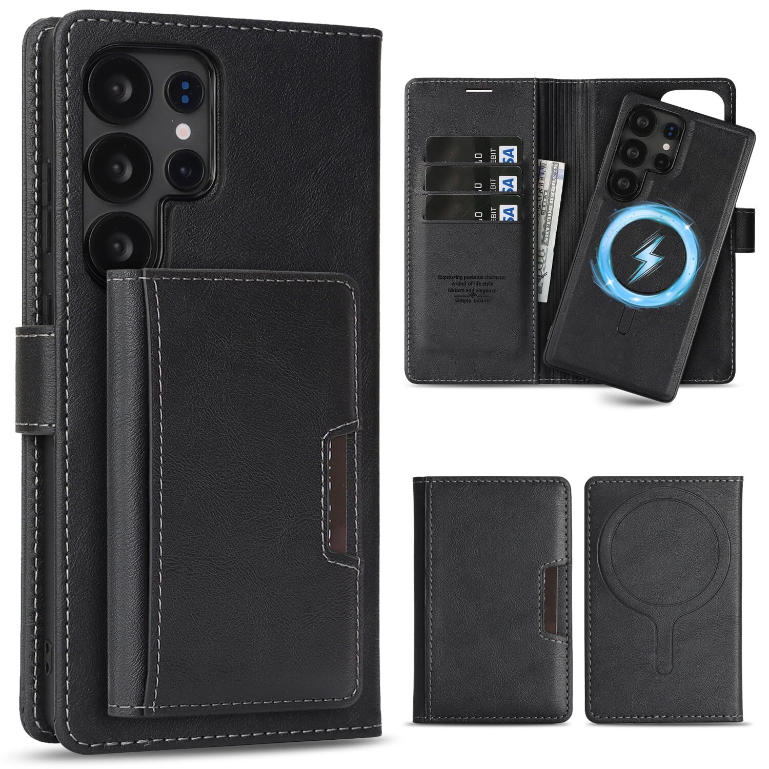 Étui portefeuille Galaxy S23 noir idéal pour voyager léger au quotidien - 7