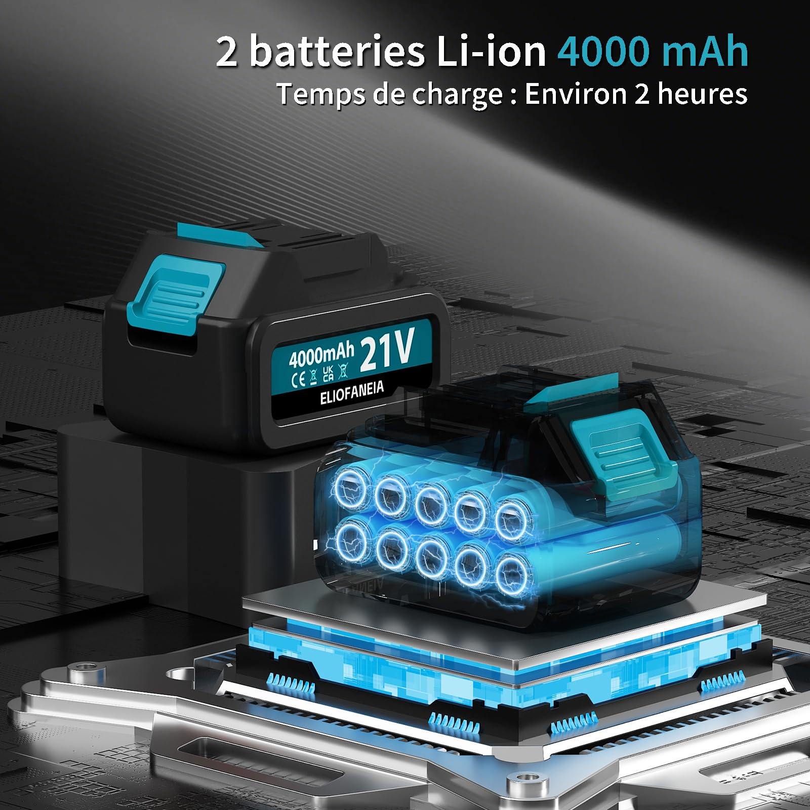 Sécateur Électrique Sans Fil Professionnel-Diamètre de Coupe 40mm-Moteur Brushless 1000W Puissant-2 Batteries Lithium 8000mAh-Écran LCDet Sécurité-Taille Arbres,Jardin