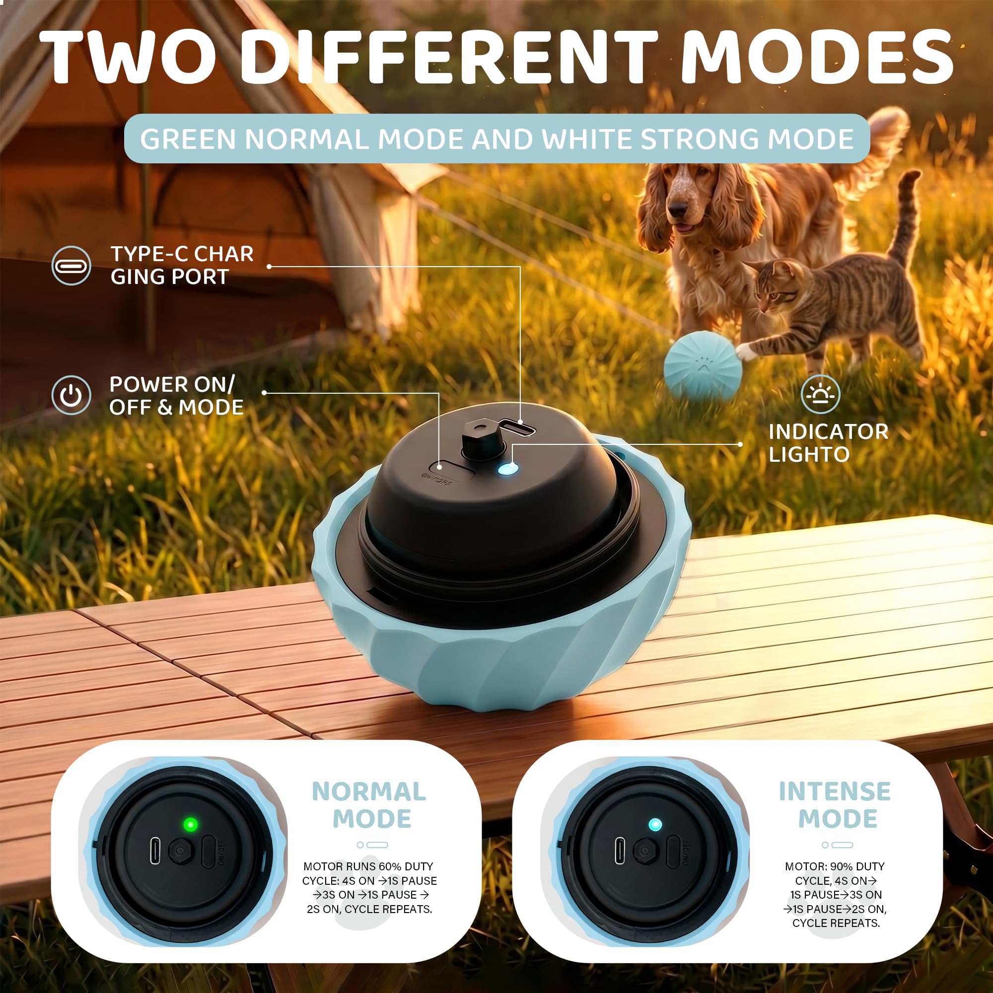 Jouet interactif pour chien et chat - Balle électrique avec activation tactile - 2 modes - Étanchéité IPX67 - Coque résistante aux morsures - Rechargeable USB-C - Jouet intelligent - 74 mm