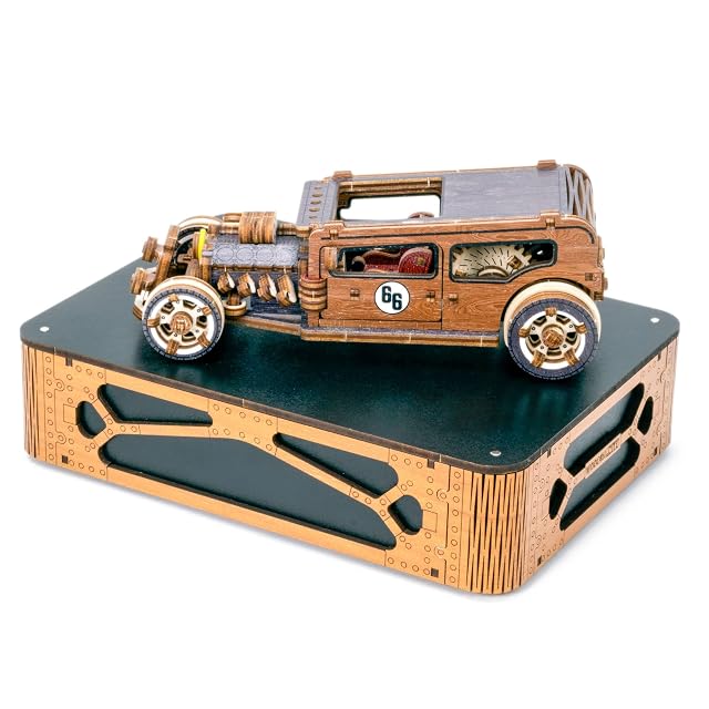 Foto 4 de 8 de Wooden.City Vintage Cars Hot Rod Limited Edition - Kit di costruzione di Auto in Legno 3D