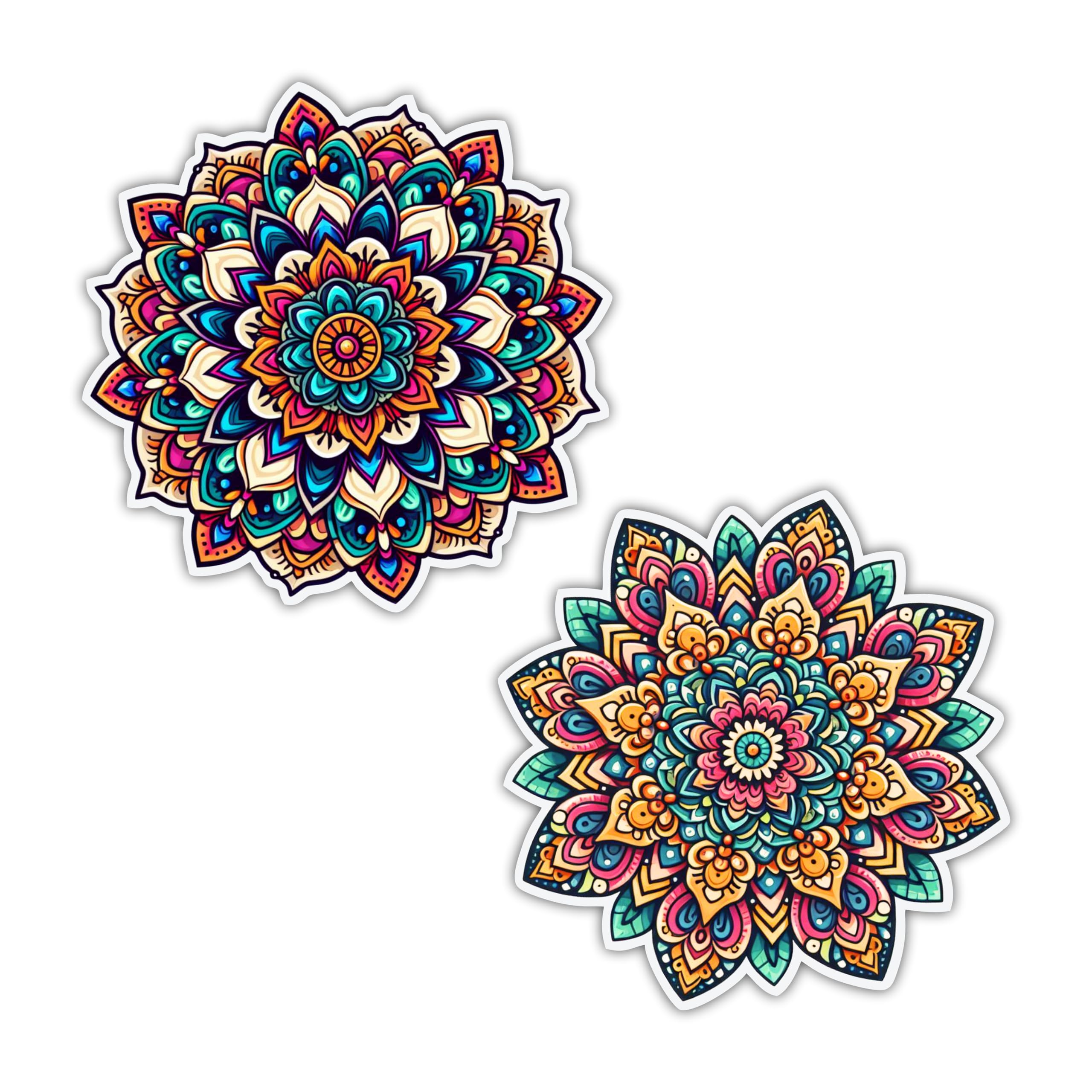 Pair of Aesthetic Mandala Art Fridge Magnet Set - Premium Acrylic Magnets for Kitchen & Home Decor (Set of 2 Mandala Magnet for Fridge)