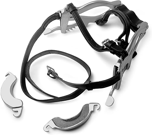 DEXSUR Kit dental equino para caballos, seis ajustes de trinquete, mecanismo de bloqueo seguro, construcción inoxidable, correas de cuero incluidas,